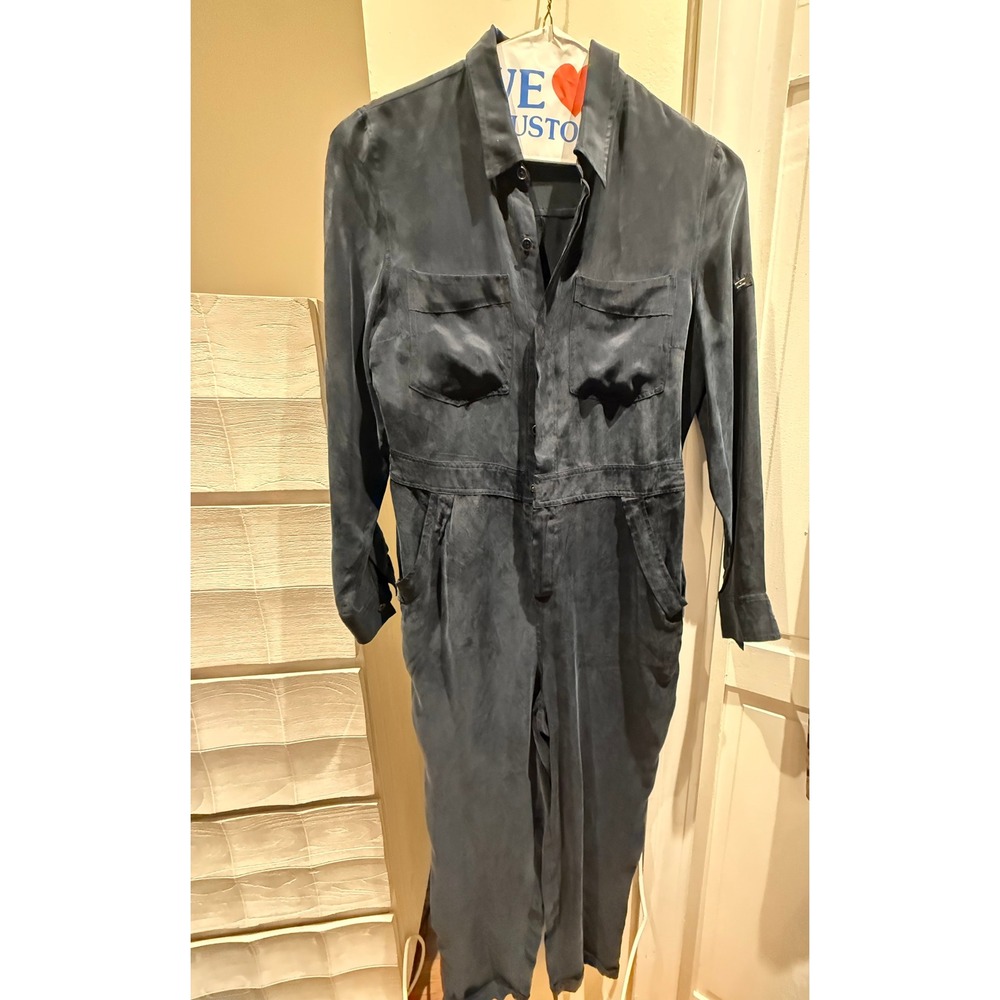 Superdry Studios Womens Utility Jumpsuit Long Sleeve Washed Navy Blue Size US 6